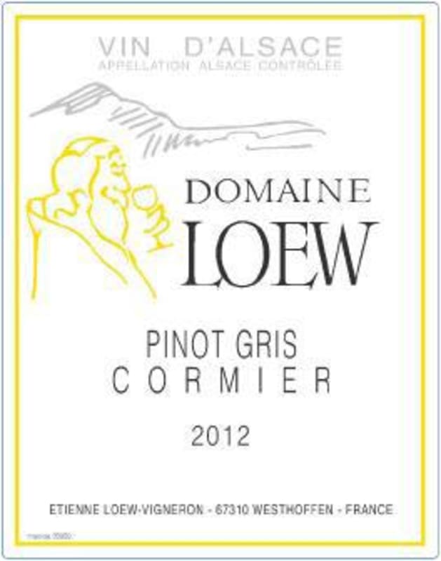Domaine Loew Cormier Pinot Gris 2012 Front Label