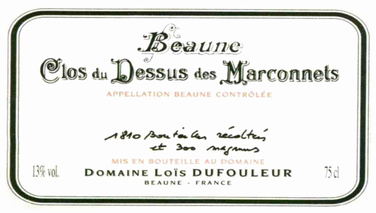 Domaine Lois Dufouleur Beaune Clos du Dessus des Marconnets Blanc 2009 Front Label