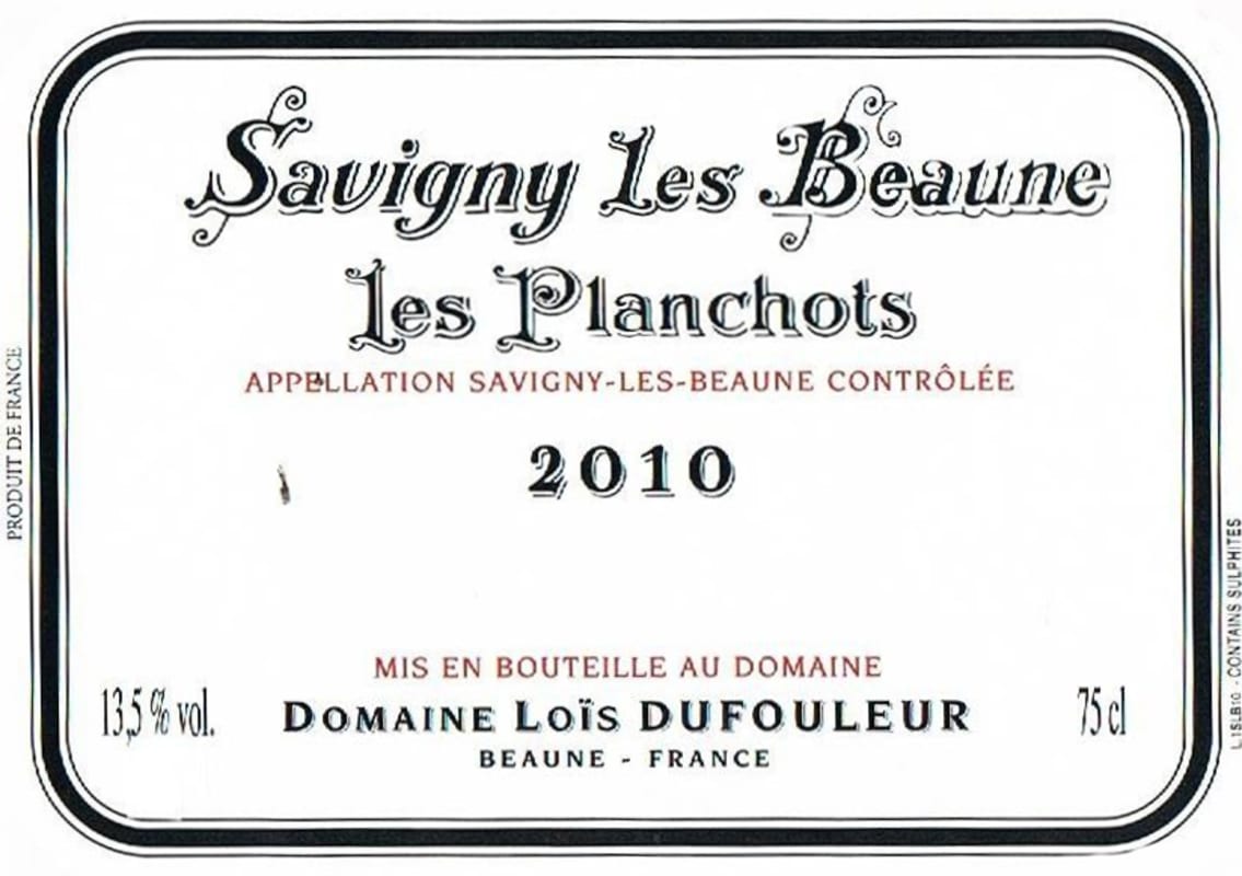 Domaine Lois Dufouleur Savigny les Beaune Les Planchots 2010 Front Label
