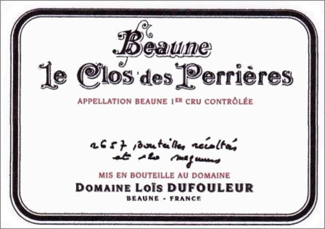 Domaine Lois Dufouleur Beaune Les clos des Perrieres Premier Cru 2013 Front Label