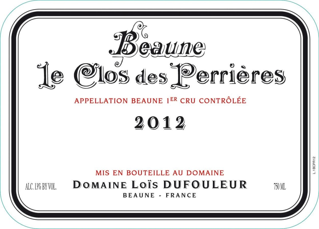 Domaine Lois Dufouleur Beaune Les clos des Perrieres Premier Cru 2012 Front Label