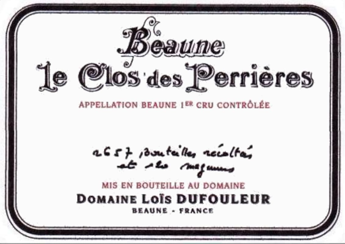 Domaine Lois Dufouleur Beaune Les clos des Perrieres Premier Cru 2015 Front Label