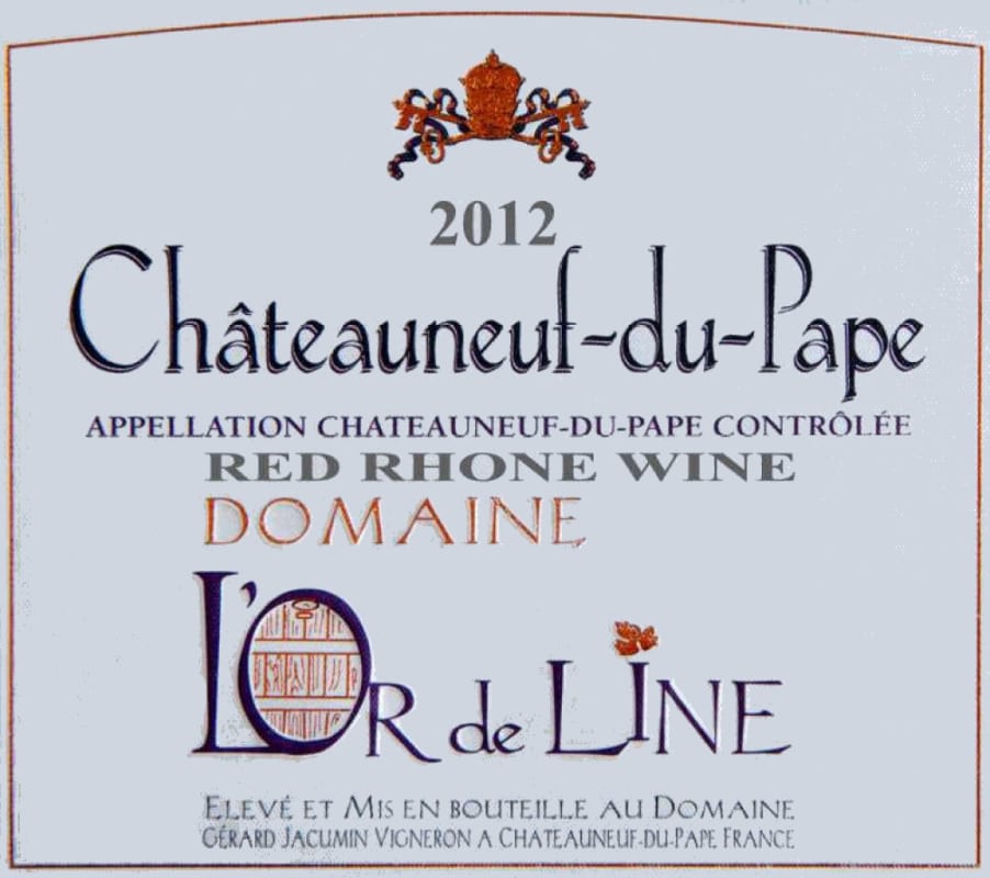 Domaine L'Or de Line Chateauneuf-du-Pape 2012 Front Label