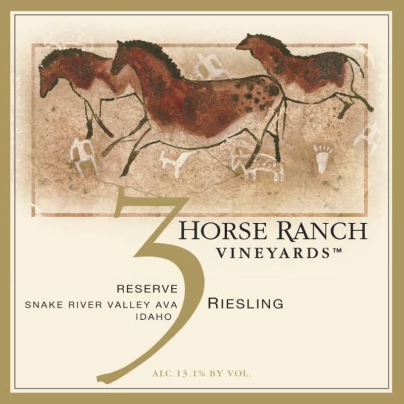 3 Horse Ranch Vineyards Reserve Riesling 2013 Front Label