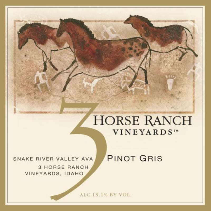 3 Horse Ranch Vineyards Pinot Gris 2013 Front Label