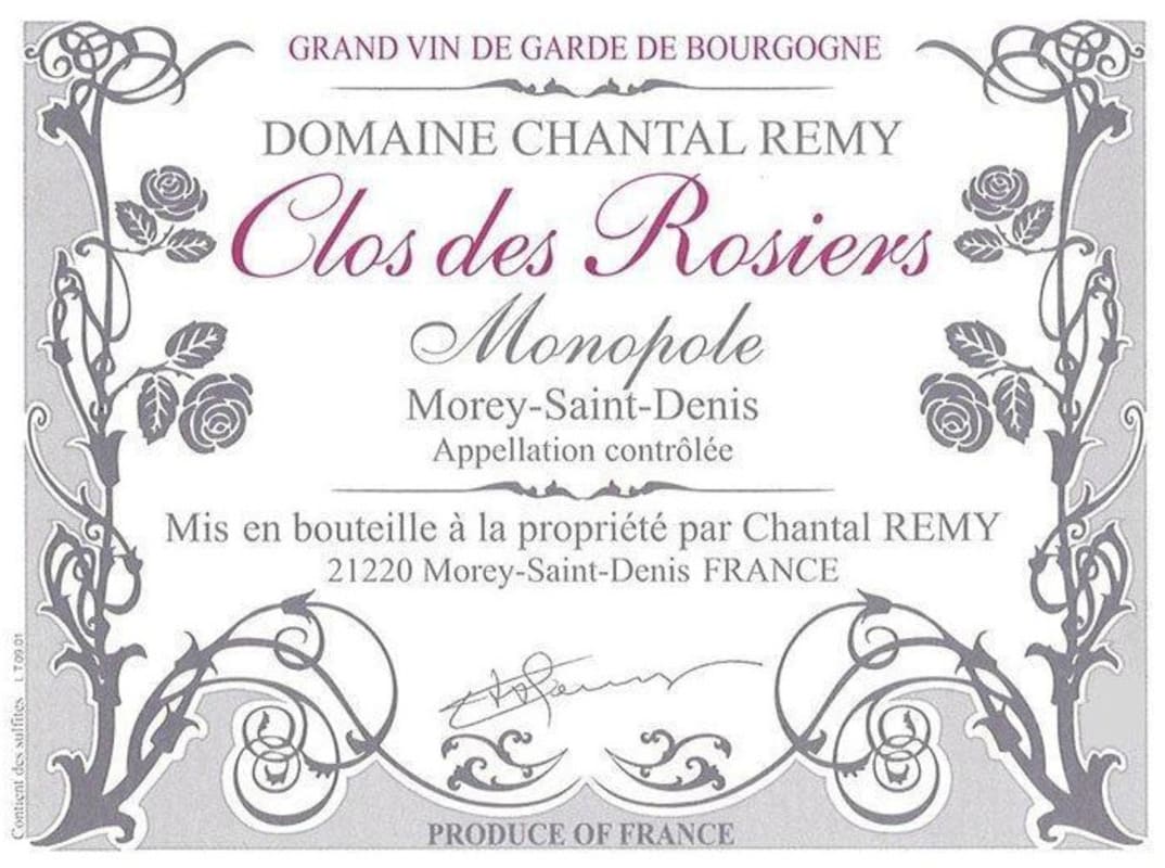 Domaine Louis Remy Morey-Saint-Denis Clos des Rosiers Monopole 2013 Front Label