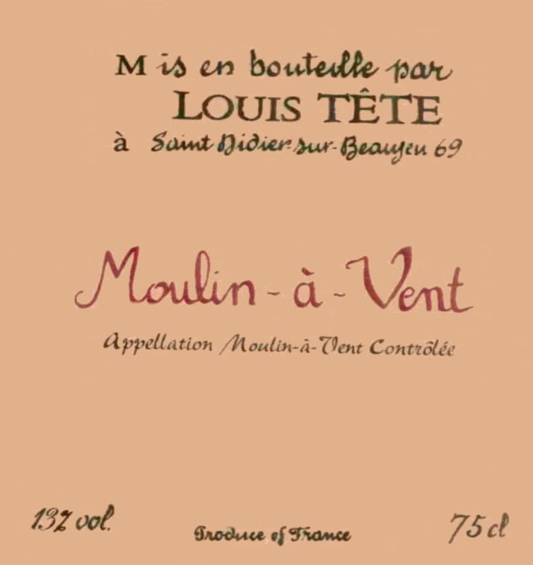 Domaine Louis Tete Moulin-a-Vent 2003 Front Label