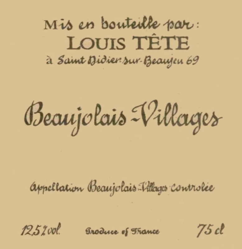Domaine Louis Tete Beaujolais-Villages 2011 Front Label