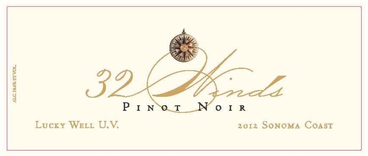 32 Winds Lucky Well UV Vineyard Pinot Noir 2012 Front Label