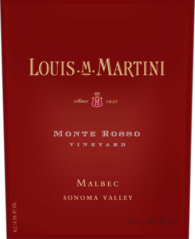 Louis Martini Monte Rosso Vineyard Malbec 2010 Front Label