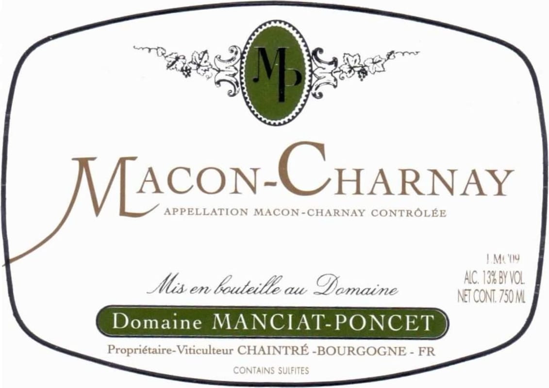 Domaine Manciat-Poncet Macon-Charnay Blanc 2012 Front Label