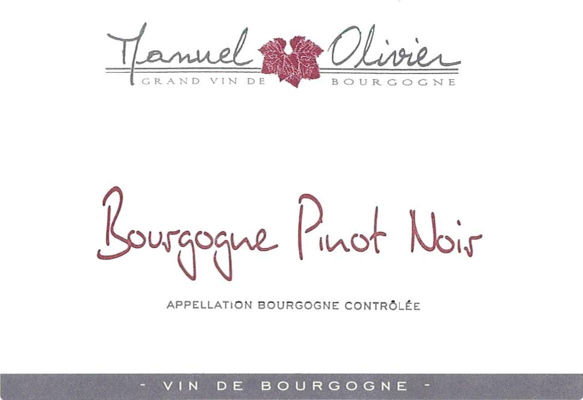 Domaine Manuel Olivier Bourgogne Pinot Noir 2013 Front Label