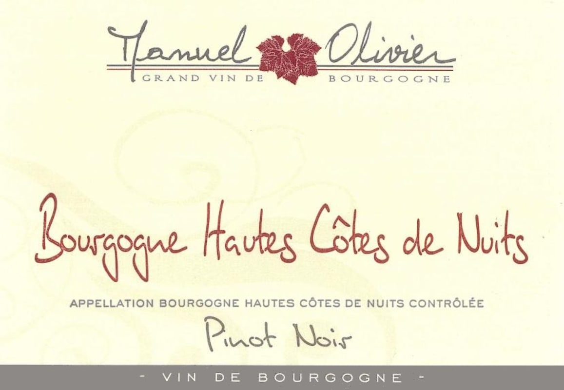 Domaine Manuel Olivier Bourgogne Hautes Cotes de Nuits 2010 Front Label