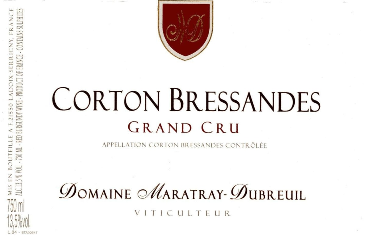 Domaine Maratray-Dubreuil Corton Bressandes Grand Cru 2010 Front Label