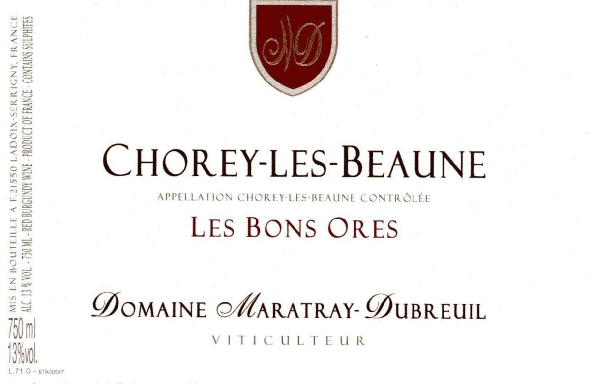 Domaine Maratray-Dubreuil Chorey-les-Beaune Les Bons Ores 2013 Front Label