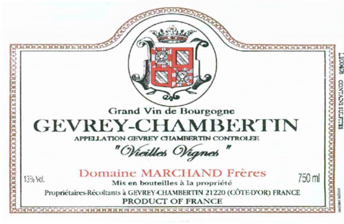 Domaine Marchand Freres Gevrey-Chambertin Vieilles Vignes 2012 Front Label