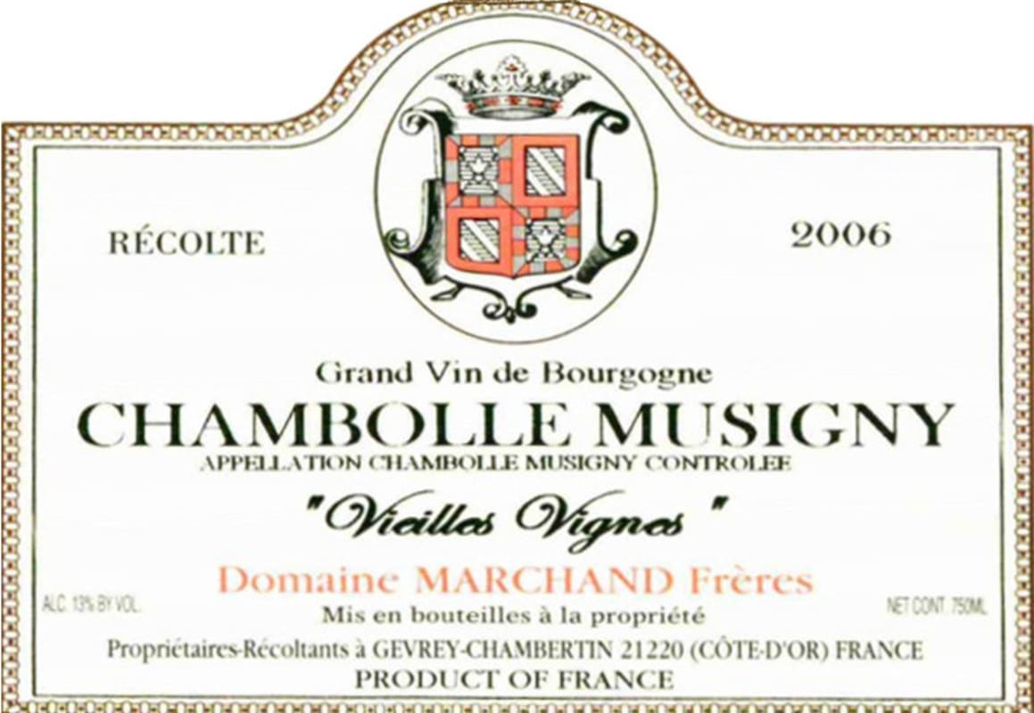 Domaine Marchand Freres Chambolle Musigny Vieilles Vignes 2006 Front Label