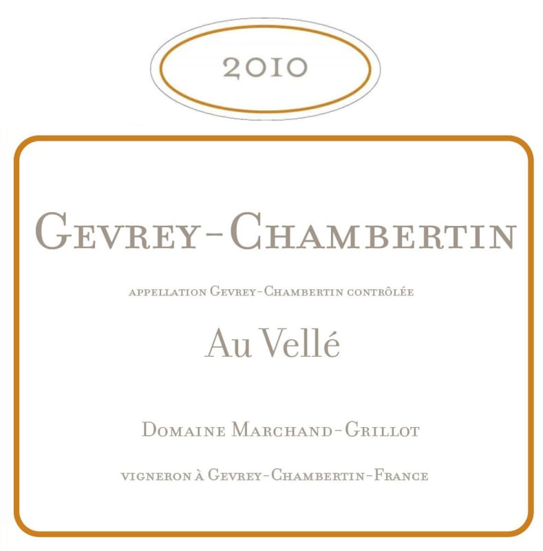 Domaine Marchand-Grillot Gevrey-Chambertin Au Velle 2010 Front Label
