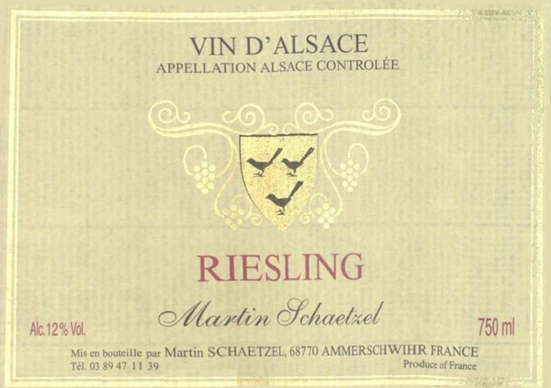 Domaine Martin Schaetzel Riesling 2012 Front Label