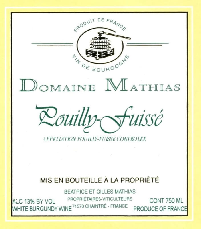 Domaine Mathias Pouilly-Fuisse 2007 Front Label