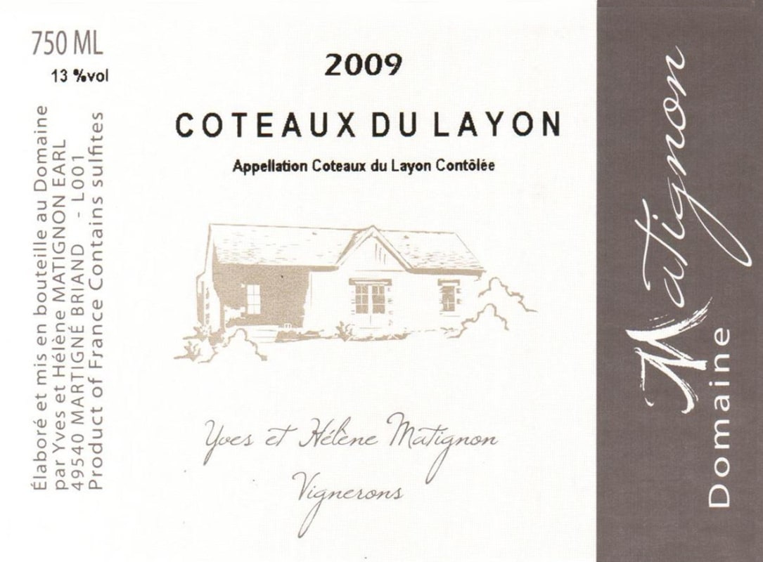 Domaine Matignon Coteaux du Layon 2009 Front Label