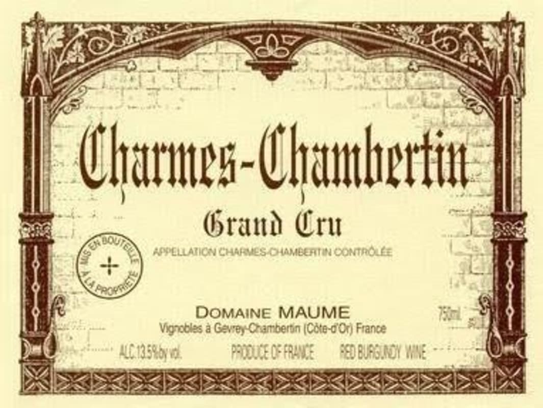 Domaine Maume Charmes-Chambertin Grand Cru 2009 Front Label