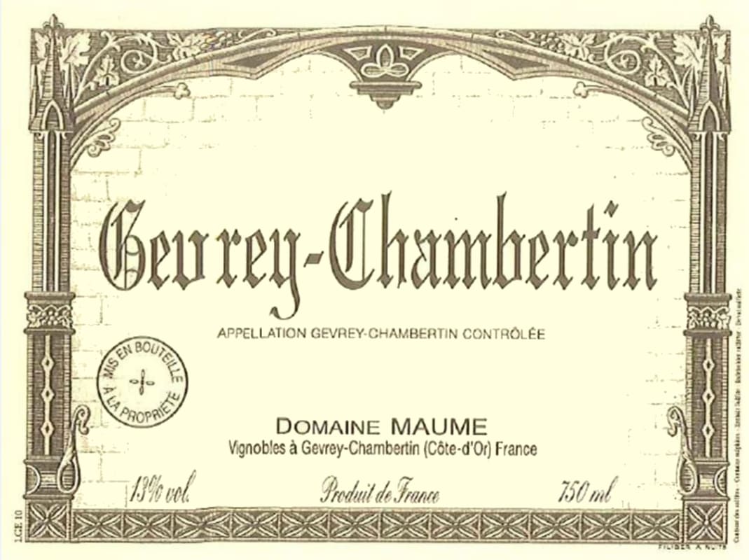 Domaine Maume Gevrey-Chambertin 2012 Front Label