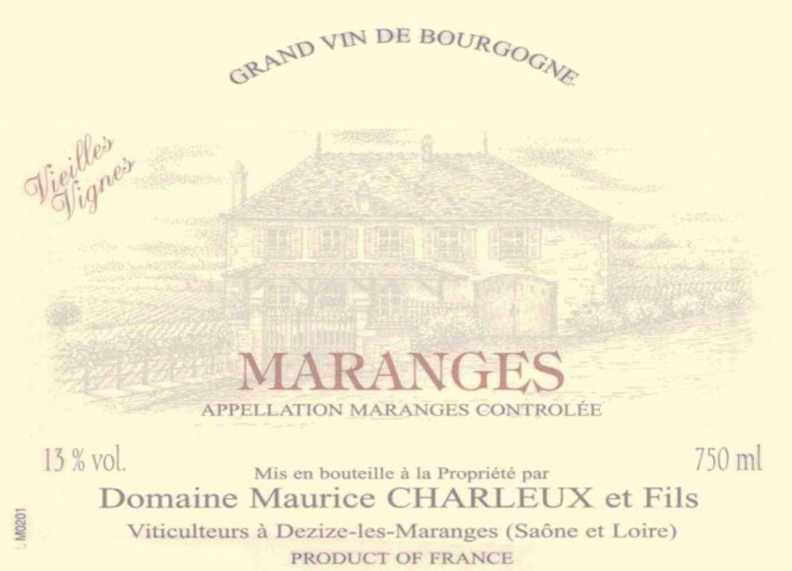 Domaine Maurice Charleux & Fils Maranges Vieilles Vignes 2013 Front Label