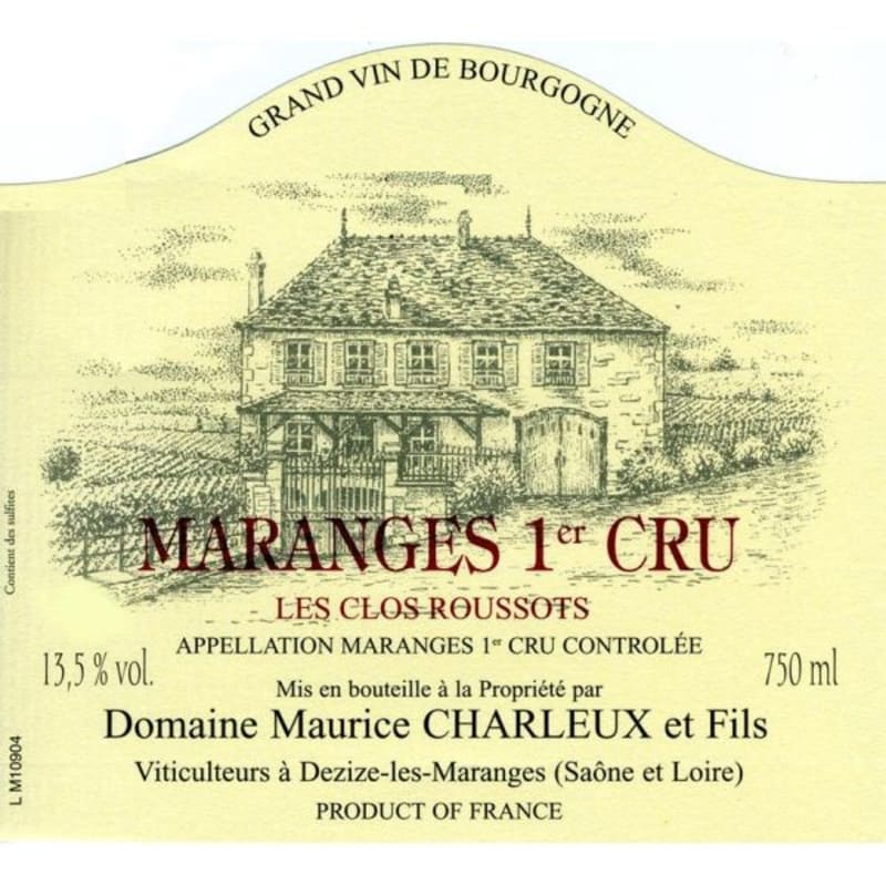 Domaine Maurice Charleux & Fils Maranges les Clos Roussots Premier Cru 2013 Front Label