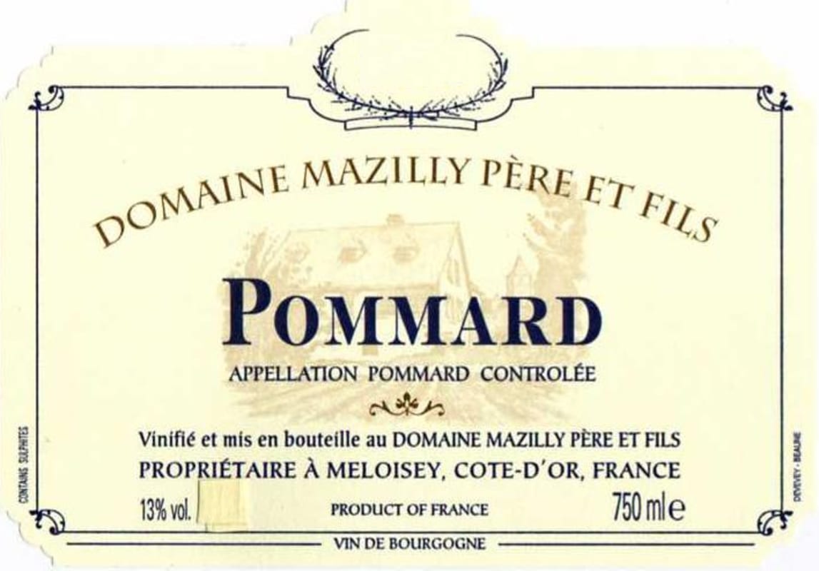 Domaine Mazilly Pere & Fils Pommard 2004 Front Label