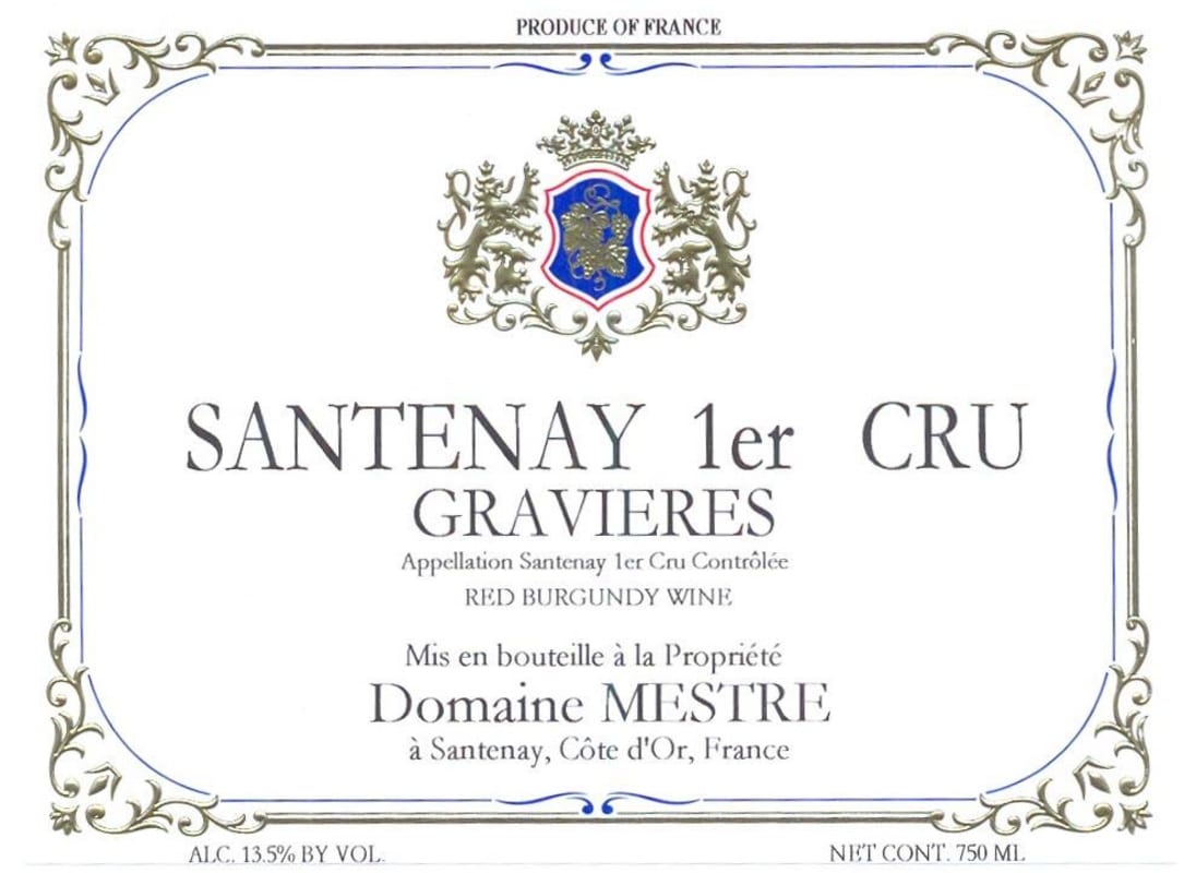 Domaine Mestre Pere & Fils Santenay Gravieres Premier Cru 2014 Front Label