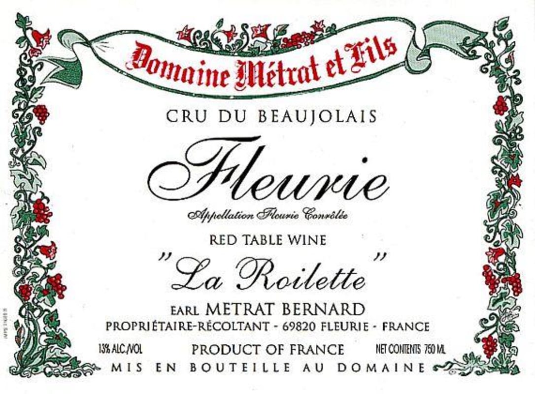 Domaine Metrat Fleurie La Roilette Vieilles Vignes 2008 Front Label