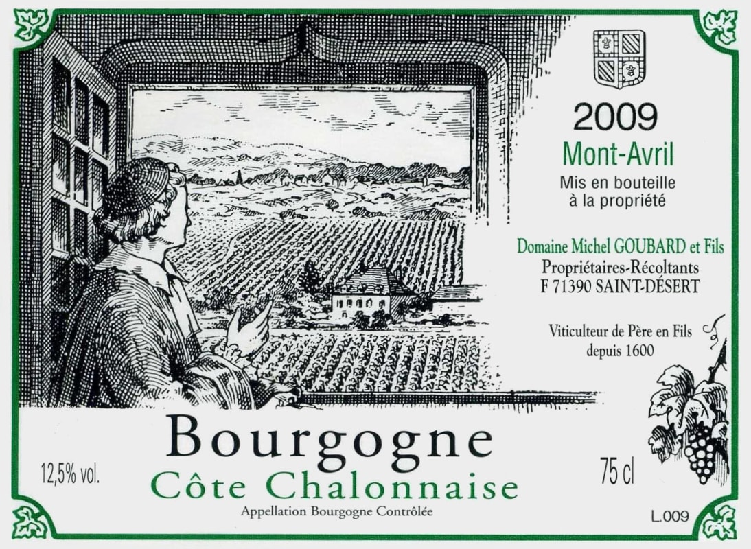 Michel Goubard Bourgogne Cote Chalonnaise Mont-Avril Blanc 2009 Front Label