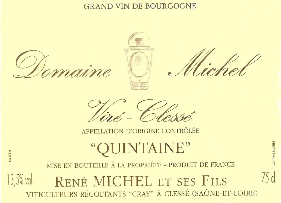 Domaine Michel Vire-Clesse Quintaine 2012 Front Label
