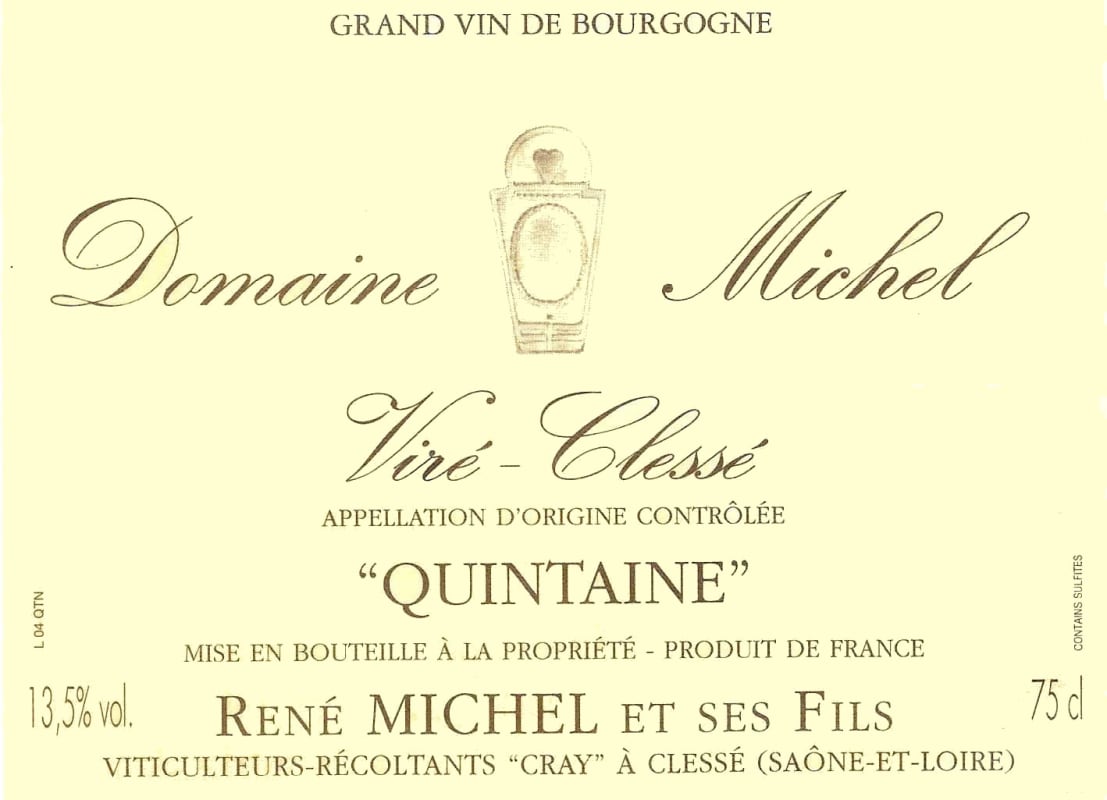 Domaine Michel Vire-Clesse Quintaine 2013 Front Label