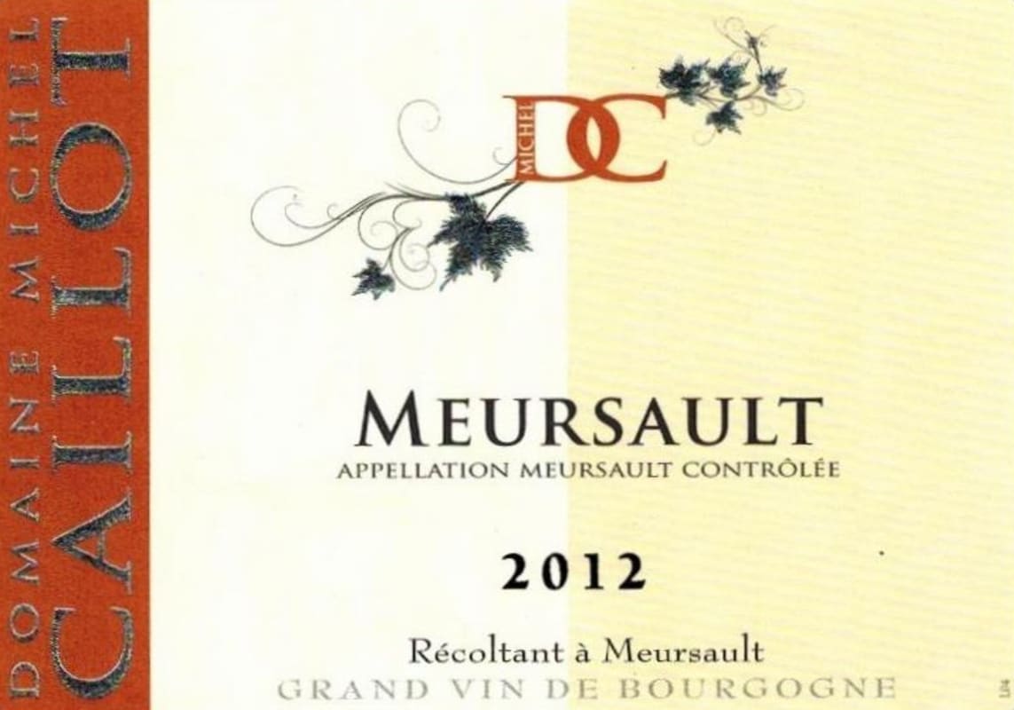 Domaine Michel Caillot Meursault 2012 Front Label