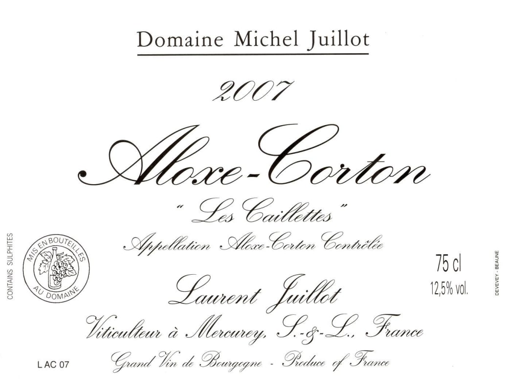 Domaine Michel Juillot Aloxe-Corton Les Caillettes 2007 Front Label