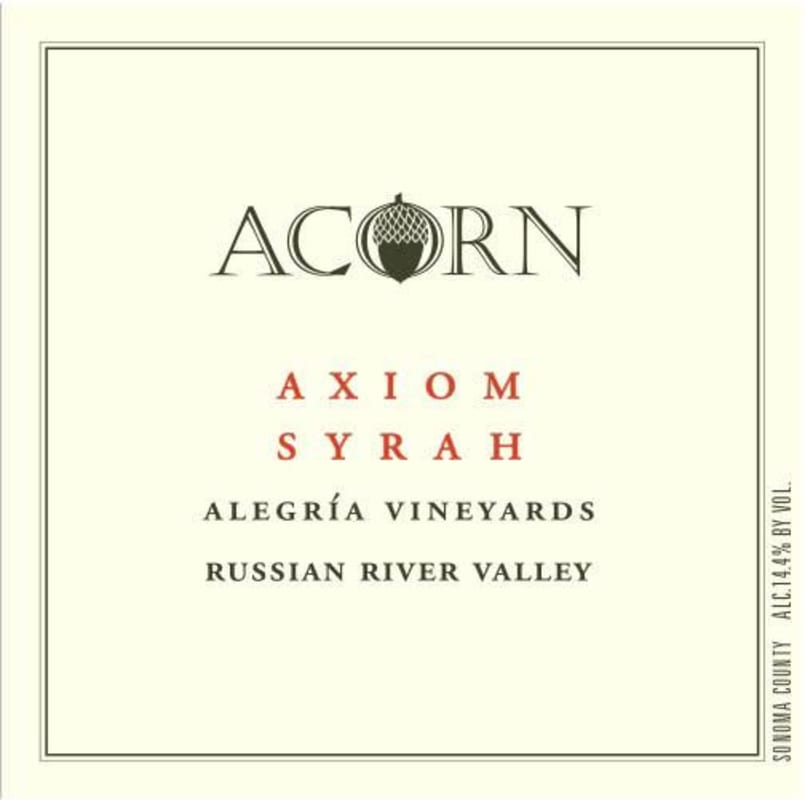 ACORN Winery Alegria Vineyards Axiom Syrah 2012 Front Label