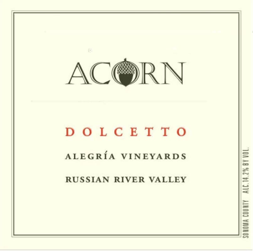 ACORN Winery Alegria Vineyards Dolcetto 2012 Front Label