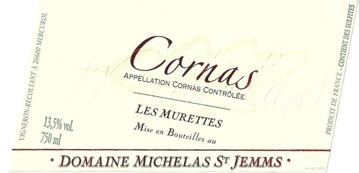 Domaine Michelas St Jemms Cornas Les Murettes 2012 Front Label