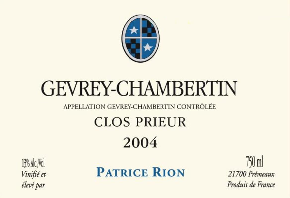 Patrice Rion Gevrey-Chambertin Clos Prieur 2004 Front Label