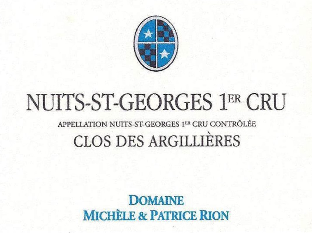 Patrice Rion Nuits-Saint-Georges Clos des Argillieres Premier Cru 2008 Front Label
