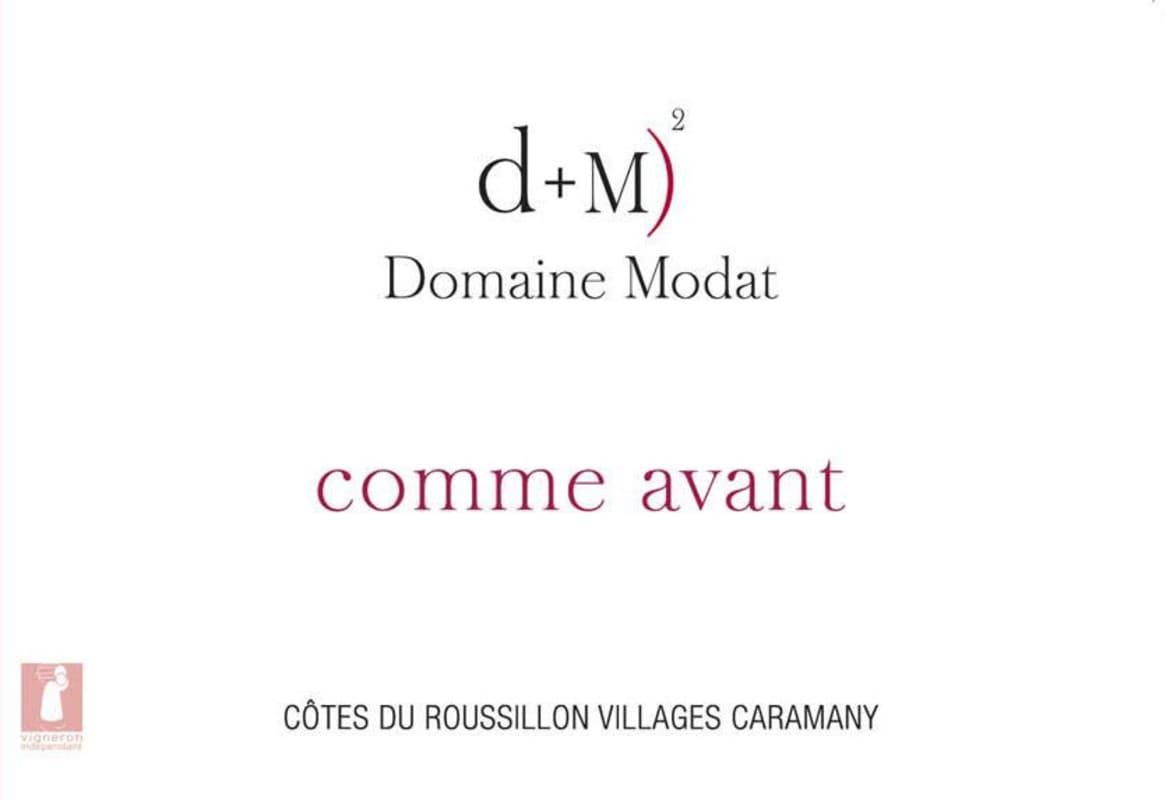 Domaine Modat Cotes du Roussillon Villages Caramany Comme Avant 2012 Front Label