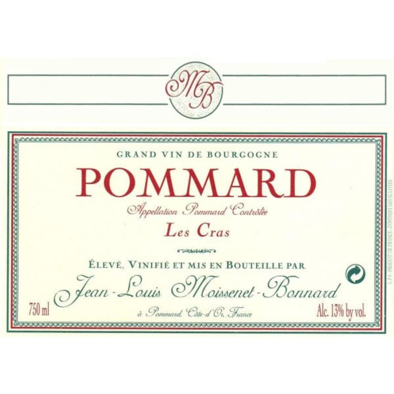 Domaine Moissenet Bonnard Pommard Les Cras 2011 Front Label