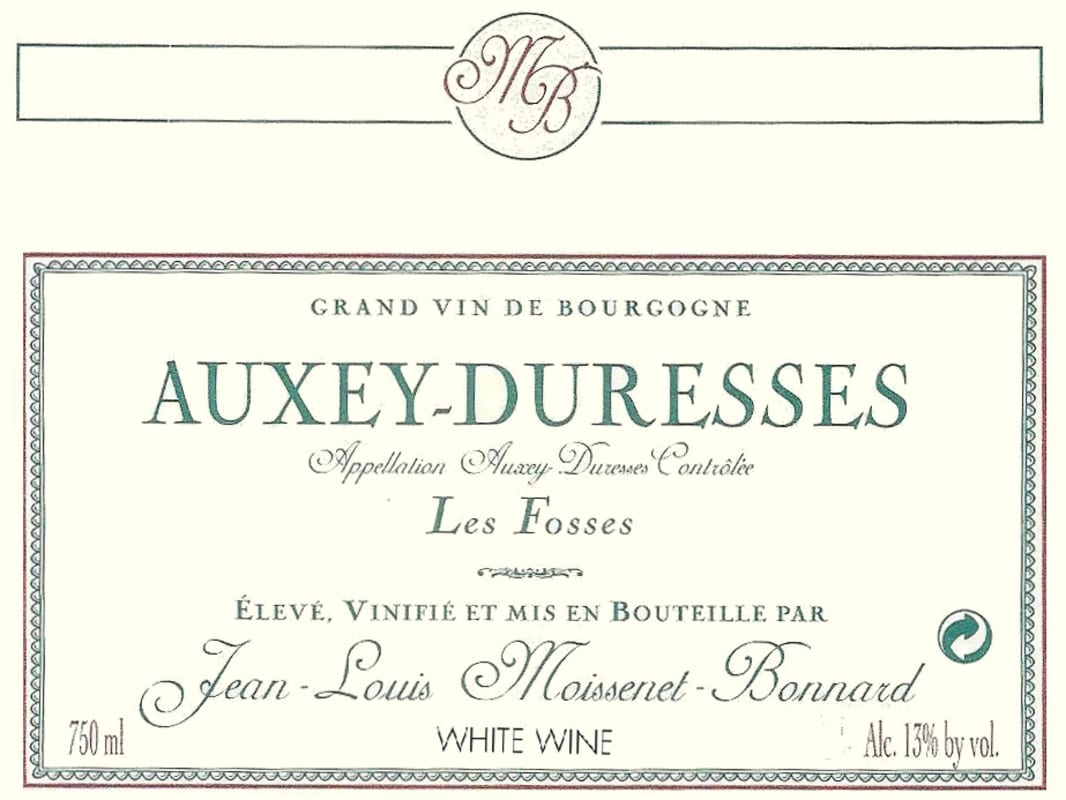 Domaine Moissenet Bonnard Auxey-Duresses Les Fosses 2013 Front Label