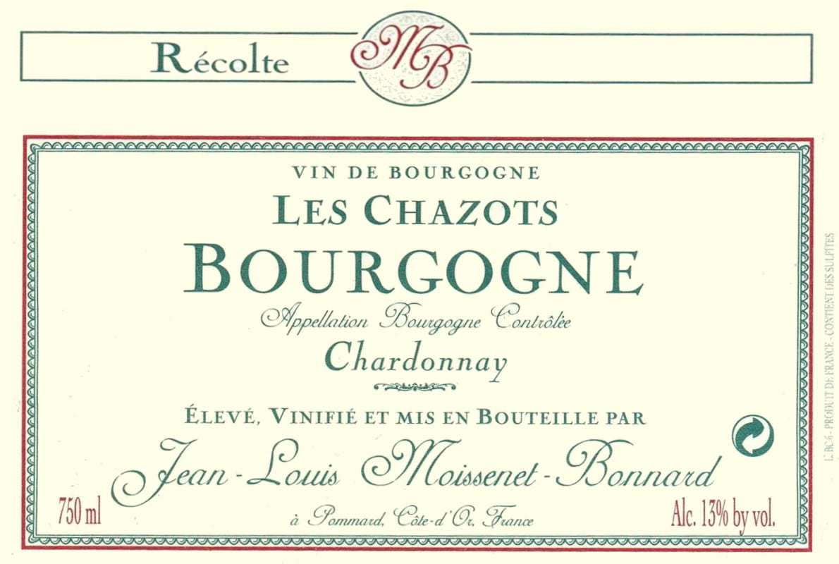 Domaine Moissenet Bonnard Bourgogne Les Chazots Chardonnay 2011 Front Label
