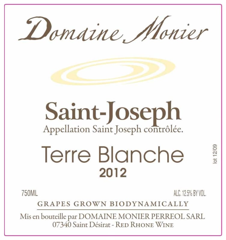 Domaine Monier Perreol Saint-Joseph Terre Blanche 2012 Front Label