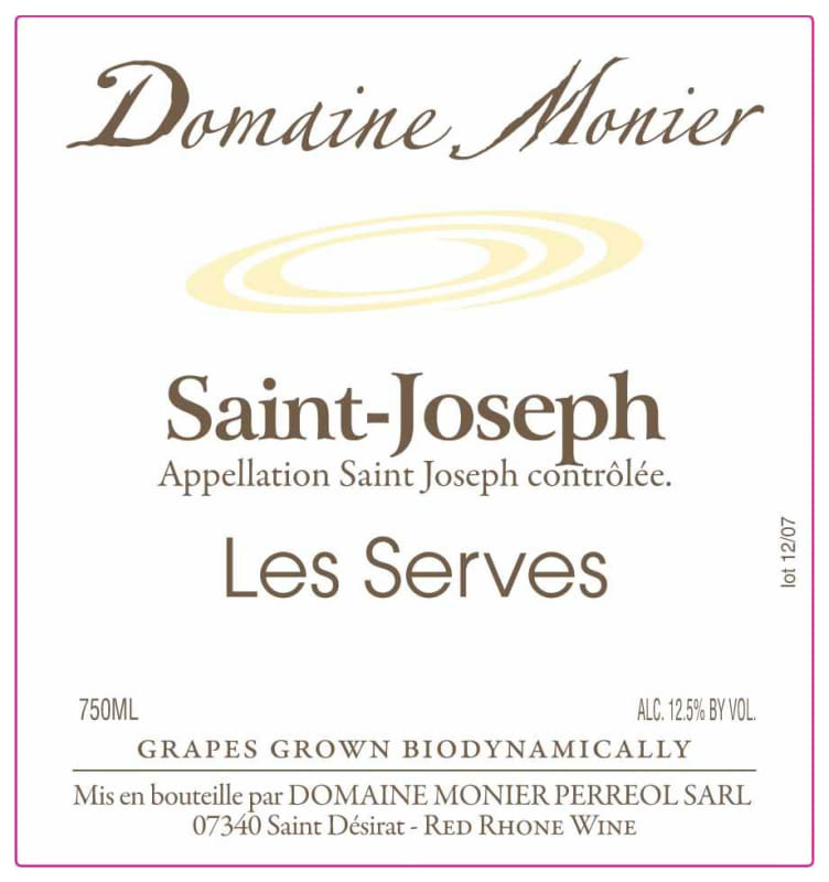 Domaine Monier Perreol Saint-Joseph Les Serves 2013 Front Label