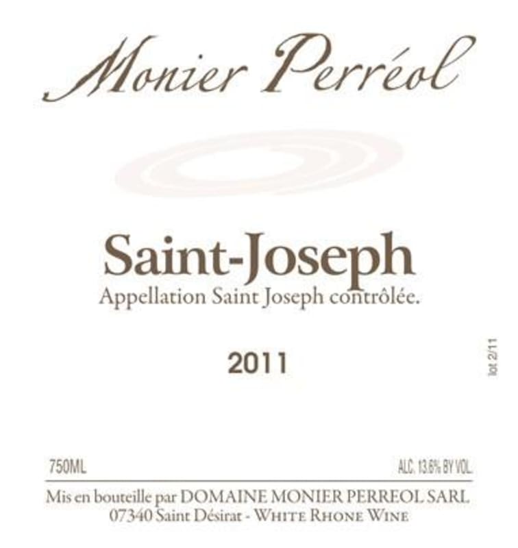 Domaine Monier Perreol Saint-Joseph Blanc 2011 Front Label