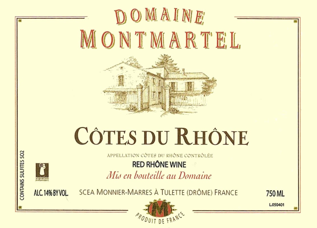 Domaine Montmartel Cotes du Rhone 2007 Front Label